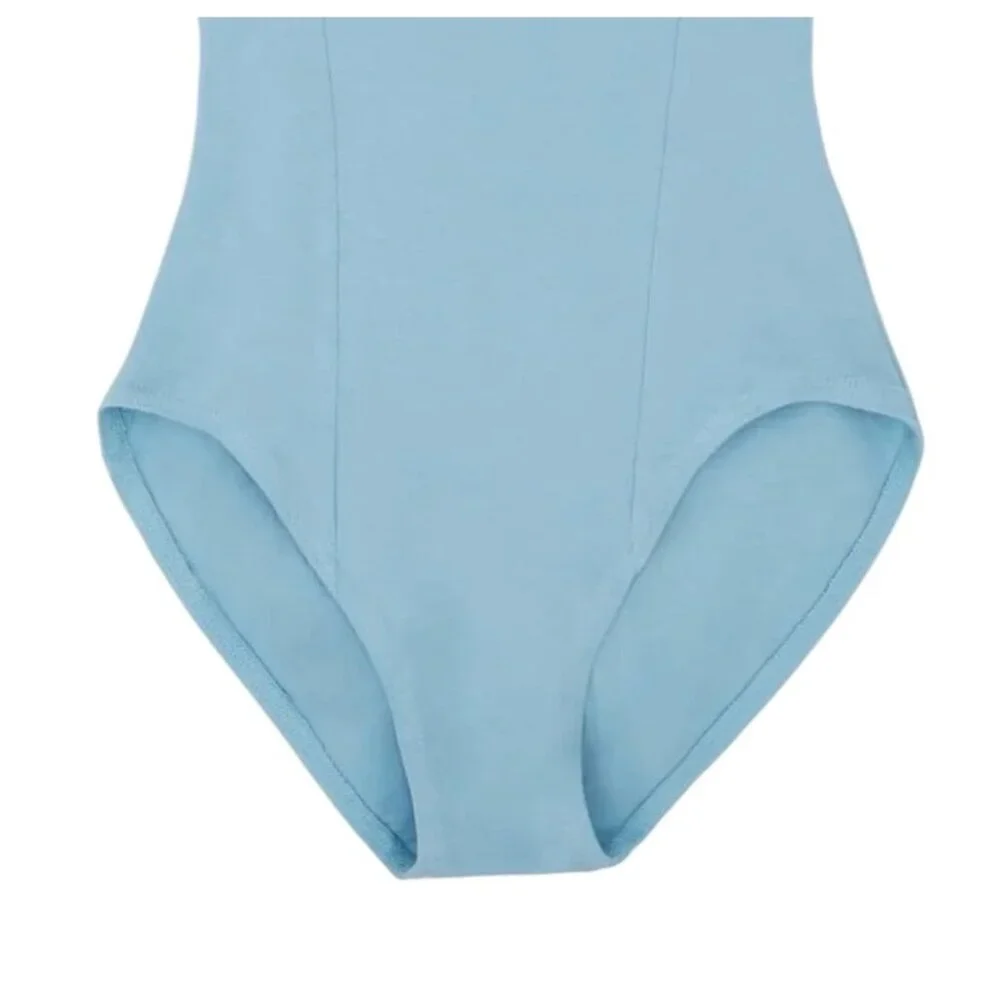 Capezio Childs I 6X-7 Princess Pinch Front Tank Leotard Lined Light Blue Dance